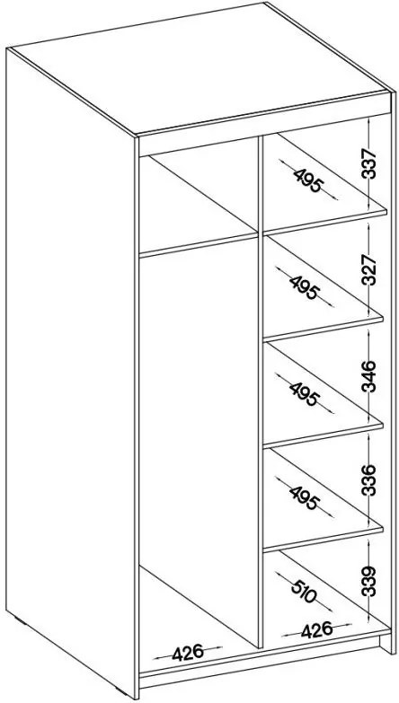 Ντουλάπα Ester 2D1L δίφυλλη-Leuko