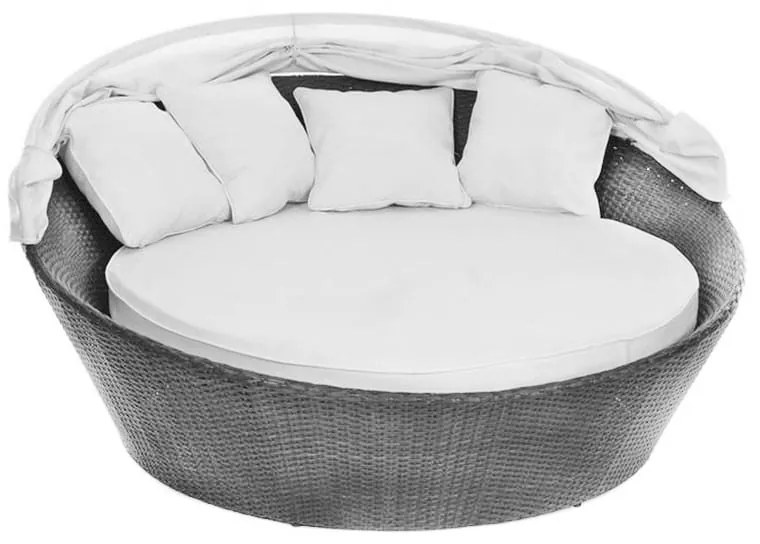 Artekko Artekko Rattan Στρόγγυλη Γκρι Ξαπλώστρα με Σκίαστρο (170x170) 248-1113