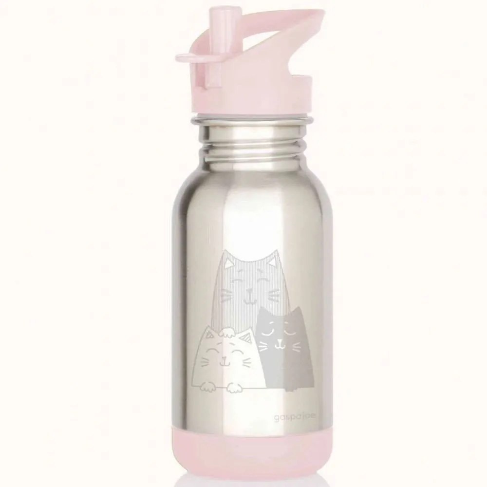 Παγούρι Παιδικό Loopy Cat GSJL48 6,7x19,5cm 400ml Silver-Pink Gaspajoe Gaspajoe 400ml Silikon,Polypropylene