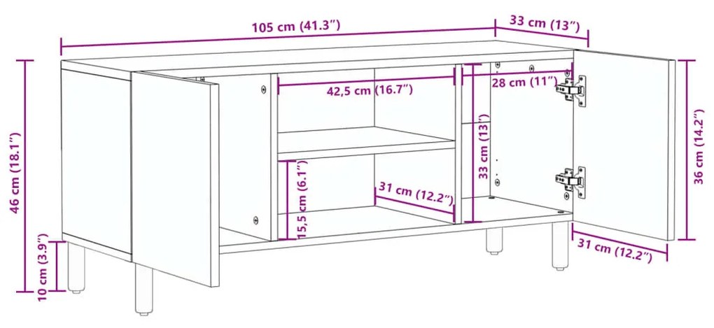 ΈΠΙΠΛΟ ΤΗΛΕΟΡΑΣΗΣ ΜΑΥΡΟ 105 X 33 X 46 ΕΚ. ΕΠΕΞΕΡΓΑΣΜΕΝΟ ΞΥΛΟ 4017648