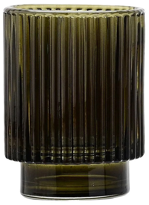 Ποτήρι Μπάνιου Γυάλινο Olive Series Λαδί 7.5x7.5x9.7cm - Estia