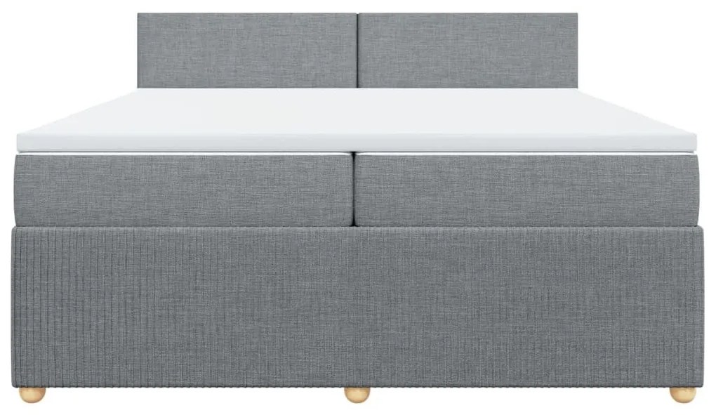 Κρεβάτι Boxspring με Στρώμα Ανοιχτό Γκρι 200x200 εκ. Υφασμάτινο - Γκρι