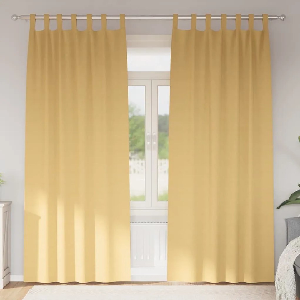 vidaXL Κουρτίνες με κουρτίνες 2 pcs Μπεζ 245 x 140 εκ. Πολυεστέρας