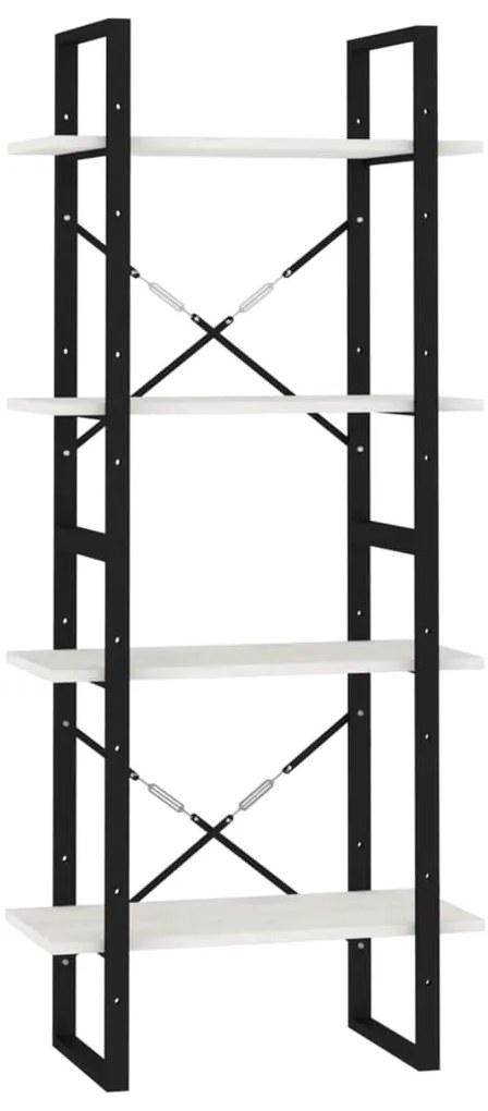 vidaXL Βιβλιοθήκη με 4 Ράφια Λευκή 60x30x140 εκ. από Μασίφ Ξύλο Πεύκου