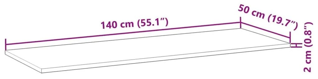 Επιφάνεια Γραφείου Ορθογώνια 140x50x2 εκ. Μασίφ Ξύλο Ακακίας - Καφέ