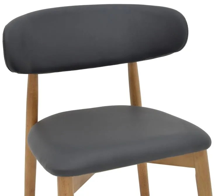 Καρέκλα Ubene rubberwood και pu σε καρυδί και μαύρο απόχρωση 46x58x79εκ 2αδα 46x58x79 εκ.