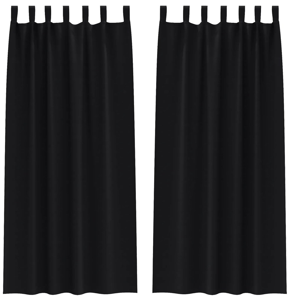 vidaXL Κουρτίνες με κουρτίνες 2 pcs Μαύρο 245 x 140 εκ. Πολυεστέρας