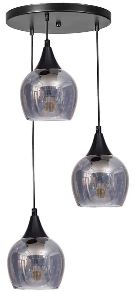Φωτιστικό Οροφής 534LUN6165 Φ25x80cm 3xE27 40W Fume-Black Opviq