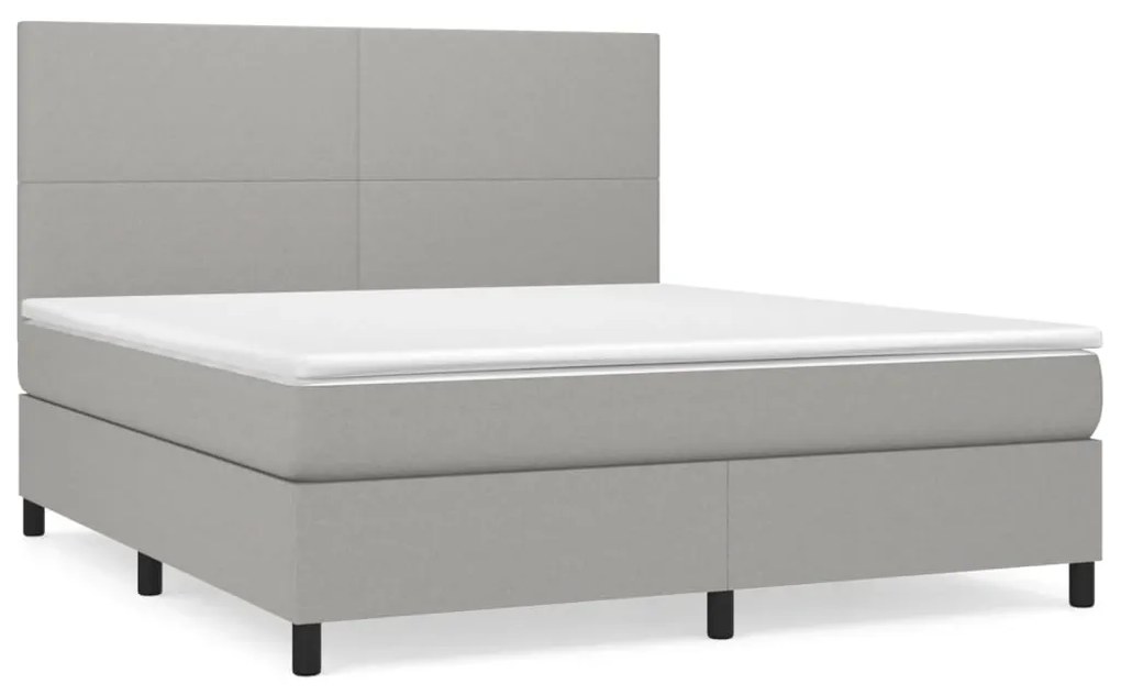 vidaXL Κρεβάτι Boxspring με Στρώμα Ανοιχτό Γκρι 180x200 εκ. Υφασμάτινο