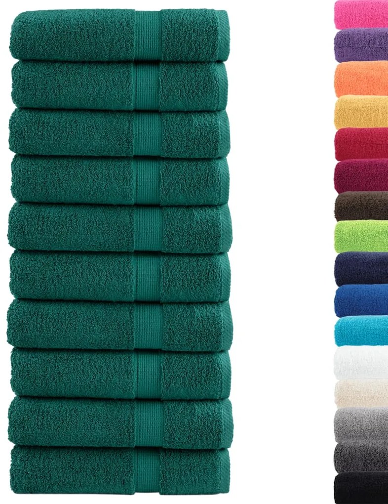 vidaXL Πετσέτες Μπάνιου Premium SOLUND 10 τεμ. Πράσινες 100x150 εκ. 600 γρ./μ²