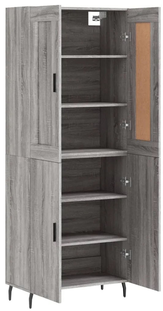 vidaXL Ντουλάπι Γκρι Sonoma 69,5 x 34 x 180 εκ. Επεξεργασμένο Ξύλο