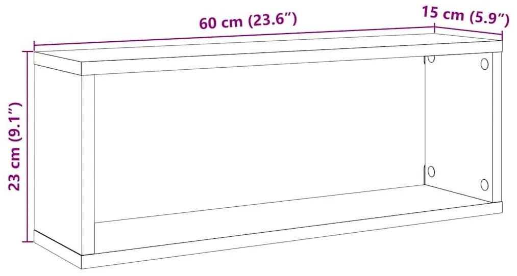 Ράφια Κύβοι Τοίχου 4 τεμ. Παλιό Ξύλο 60 x 15 x 23εκ Μοριοσανίδα - Καφέ