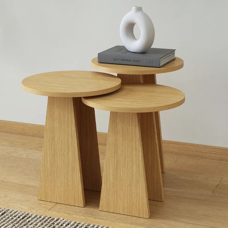 Τραπεζάκια βοηθητικά σετ 3 τμχ Como Megapap χρώμα oak-GP022-0096,2