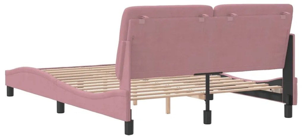 Πλαίσιο Κρεβατιού με Κεφαλάρι Ροζ 140x200 εκ. Βελούδινο - Ροζ