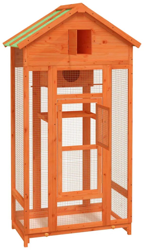 vidaXL Σπιτάκι Πουλιών Καφέ 91,5 x 53 x 170 εκ. από Μασίφ Ξύλο Πεύκου