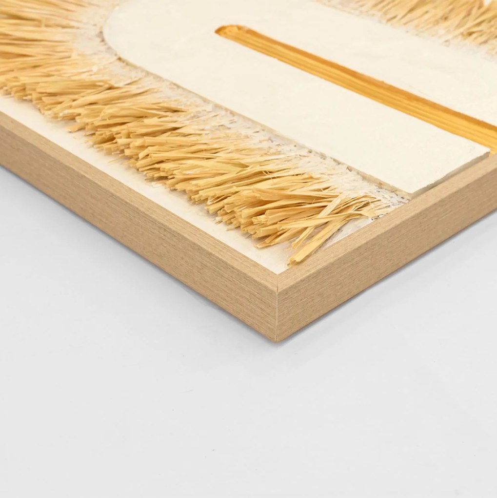 Πίνακας 3D C4537.02 με Κορνίζα Μπέζ Καμβάς Λευκός Χειροποίητος 80x3,5x120Υεκ. 80x3.5x120 εκ.