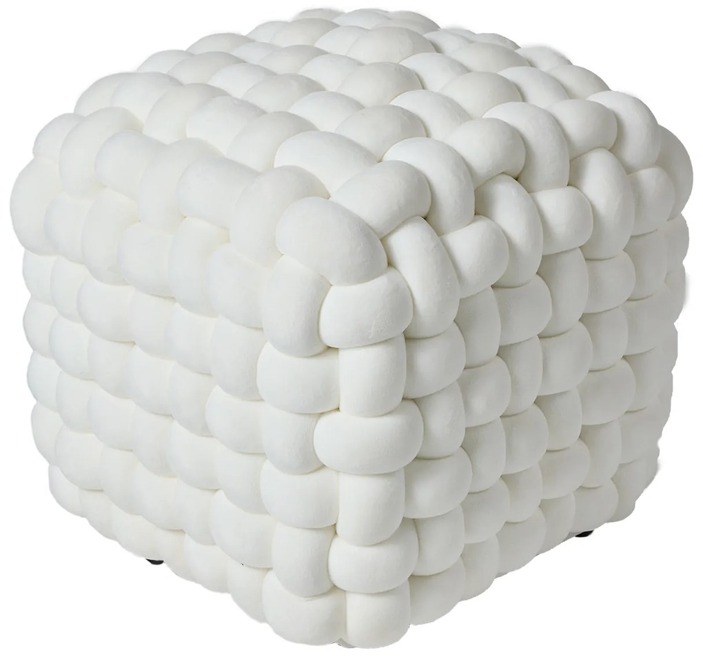 Πουφ Βελούδινο 43x43x40εκ. Deco 2275 Λευκό Das Home