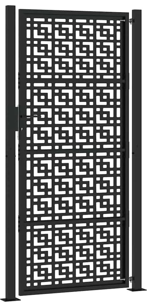 vidaXL Πύλη κήπου Μαύρη 105x205 cm Ατσάλινος Σταυρός Σχεδιασμός