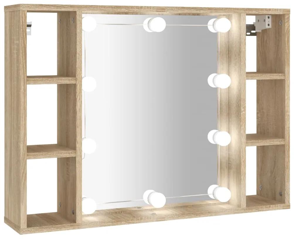 vidaXL Έπιπλο Καθρέπτη με LED Sonoma Δρυς 76 x 15 x 55 εκ.