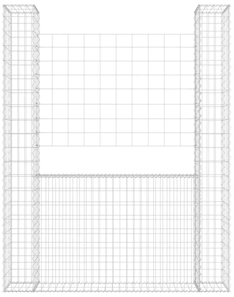 vidaXL Συρματοκιβώτιο σε U Σχήμα με 2 Στύλους 140x20x200 εκ Σιδερένιο