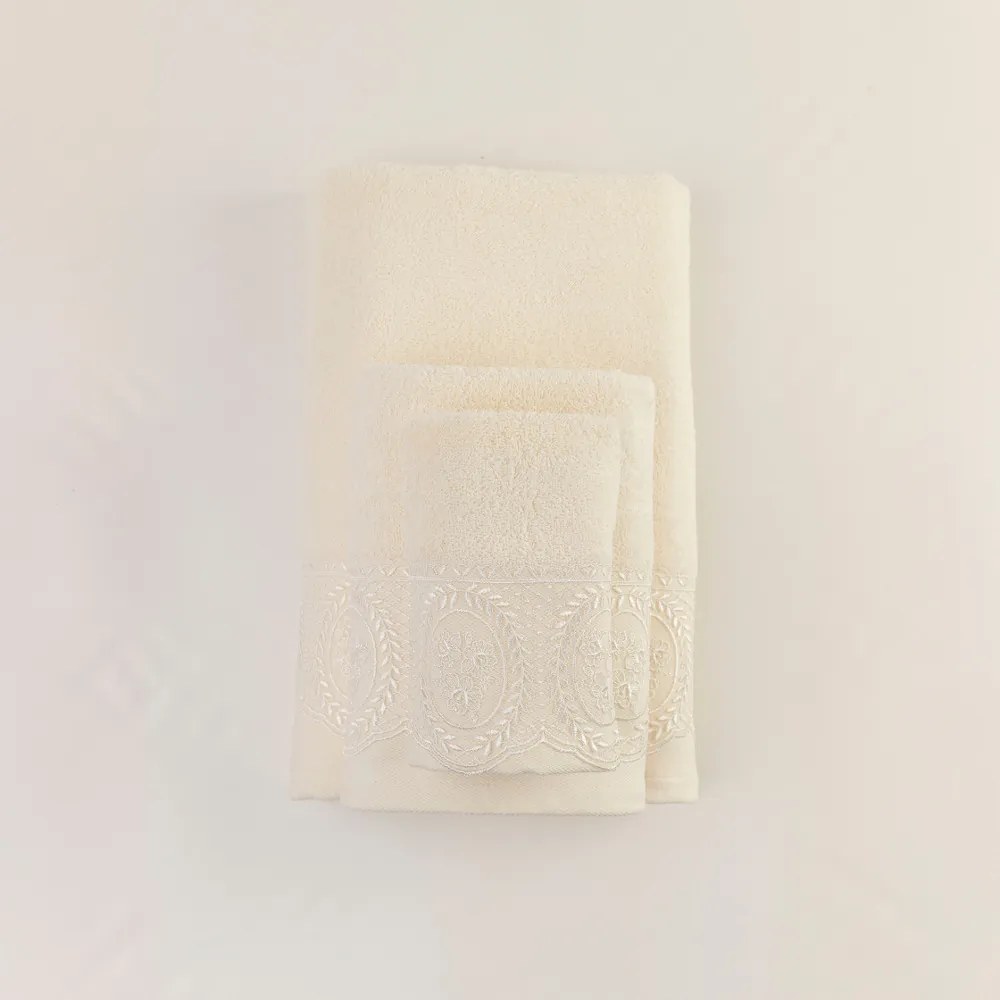 Πετσέτες Σετ 2ΤΜΧ Ρόδον - 50 x 90 / 30 x 50 cm - Λευκό - Borea