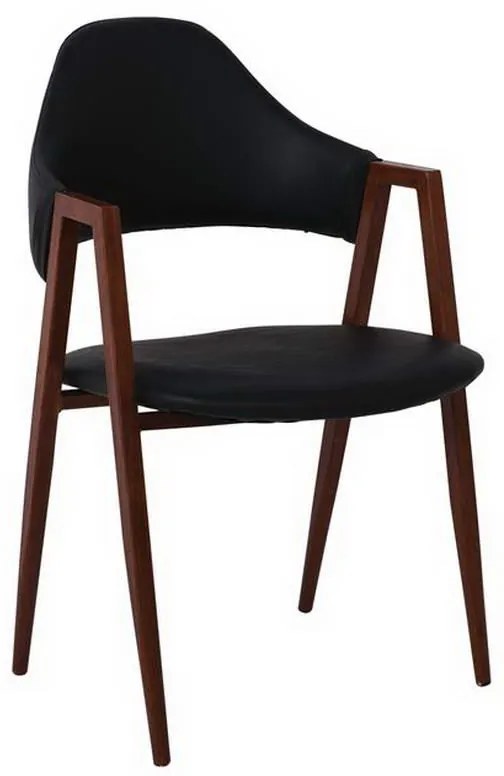 Πολυθρόνα Delta ΕΜ130,7 51x51x81cm Walnut-Black Σετ 2τμχ Metal, Technoderma