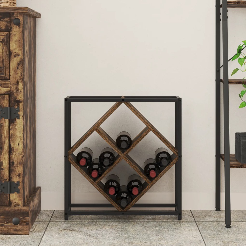 vidaXL Ραφιέρα Κρασιού Καπνιστή Δρυός 51x18x52,5 εκ. Κατασκευασμένο Ξύλο