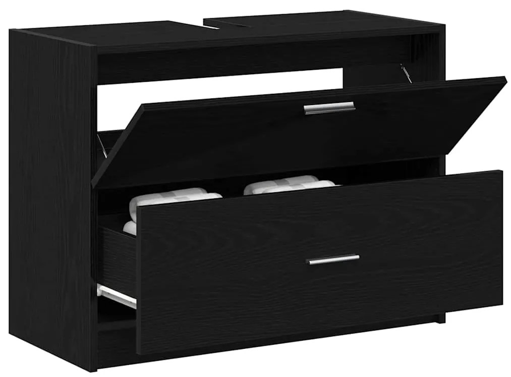 vidaXL Ντουλάπι Νεροχύτη Μαύρη Οξυά 78 x 37 x 59 cm Επεξεργασμένο ξύλο