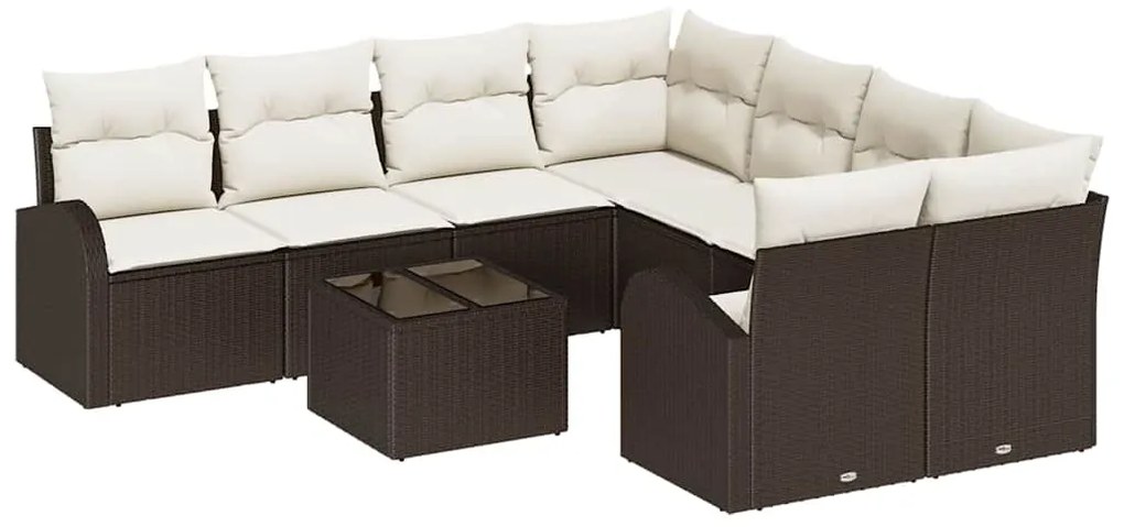 vidaXL Σετ Καναπέ Κήπου 9 pcs Καφέ 55 x 55 x 37 εκ συνθετικό ρατάν