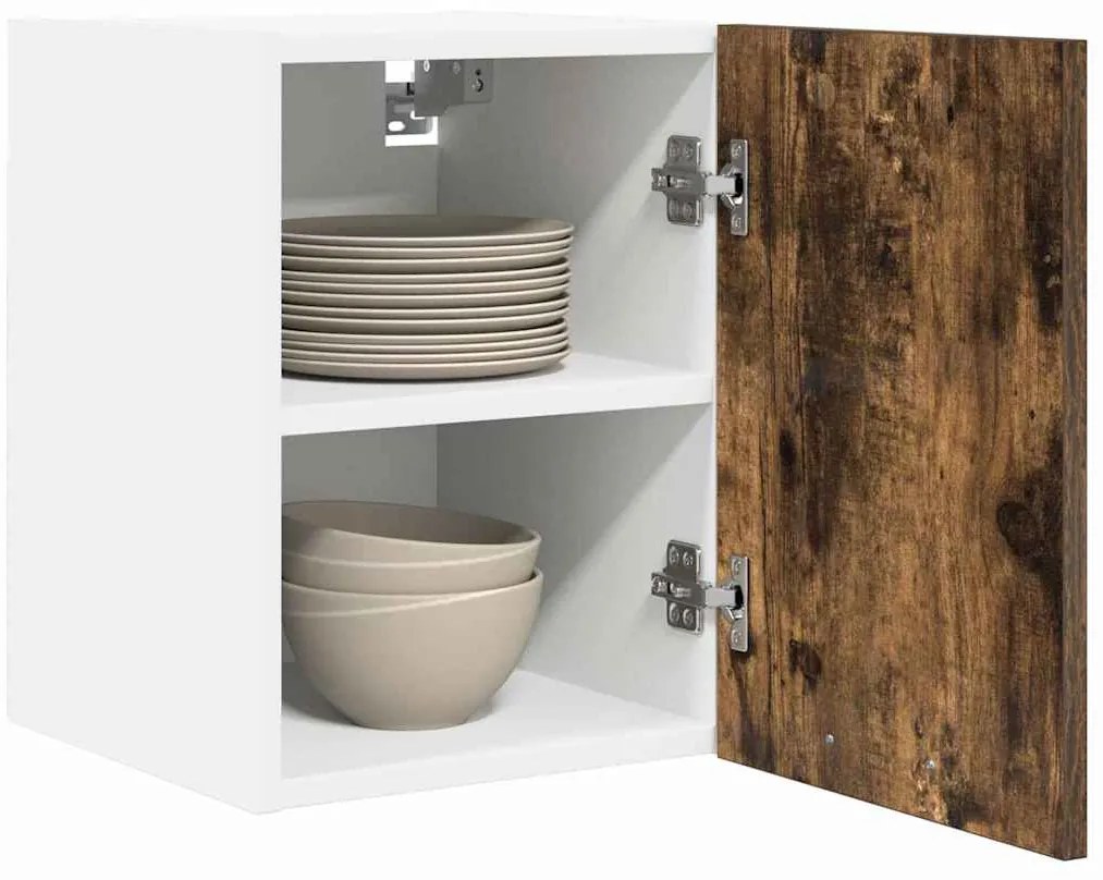 vidaXL Κρεμαστό ντουλάπι με αποθήκευση 2 pcs Καπνιστός Δρυς και Λευκό