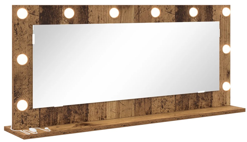 vidaXL Καθρέφτης Vanity με LED Φώτα Παλιό Ξύλο 100x45x18 εκ.