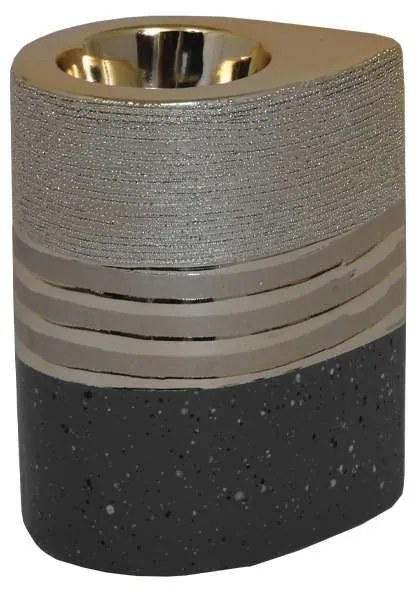 Κηροπήγιο Για Ρεσώ Κεραμικό Marble 03-221-106 8,8x6,8x11cm Grey-Gold Ceramic