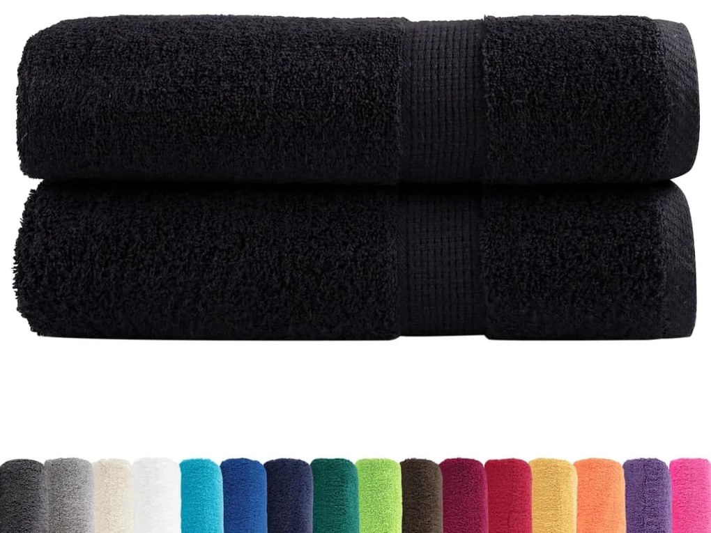 vidaXL Πετσέτες Μπάνιου Premium SOLUND 2 τεμ. Μαύρες 100x150 εκ. 600 γρ./μ²