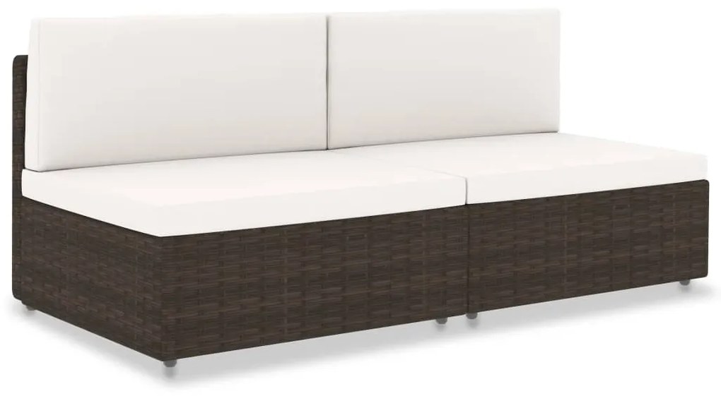 Καναπές Αρθρωτός Διθέσιος Καφέ από Συνθετικό Ρατάν