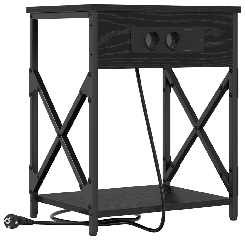 vidaXL Κομοδίνο Μαύρη δρυς 41 x 31 x 51 εκ. Επεξεργασμένο ξύλο