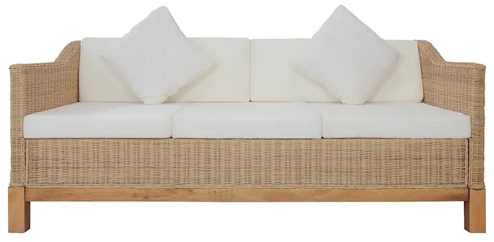 vidaXL Σετ Σαλονιού 2 Τεμαχίων από Γνήσιο Ρατάν με Μαξιλάρια