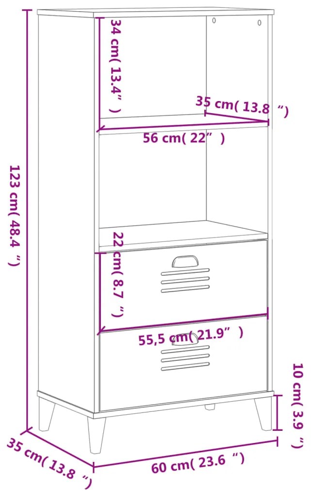 Βιβλιοθήκη VIKEN Λευκή 60x35x123 εκ. από Επεξεργασμένο Ξύλο - Λευκό