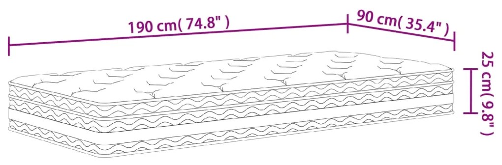 Στρώμα με Pocket Springs Medium 90x190 εκ. Μονό - Λευκό