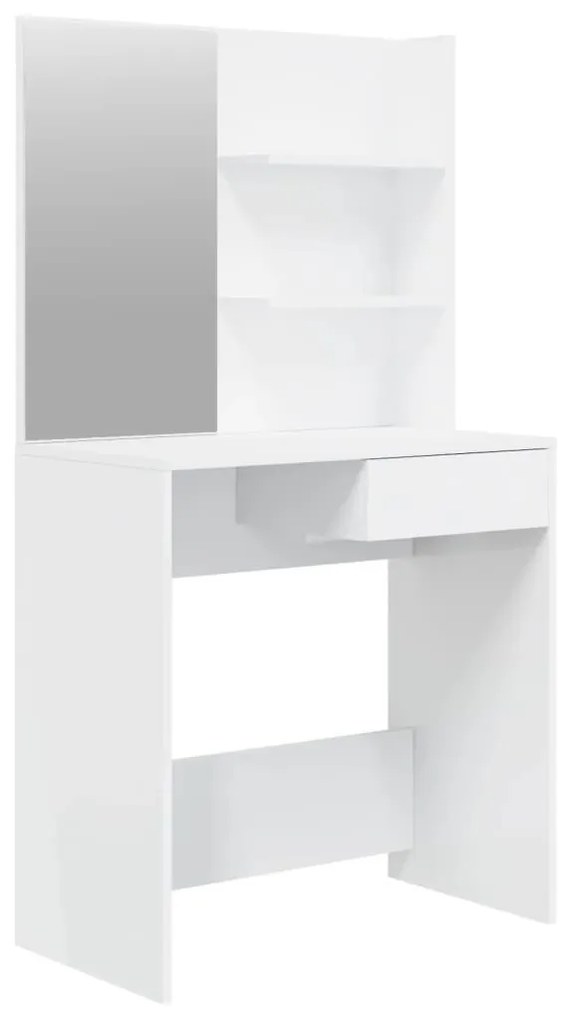 Μπουντουάρ με Καθρέφτη Γυαλιστερό Λευκό 74,5 x 40 x 141 εκ. - Λευκό
