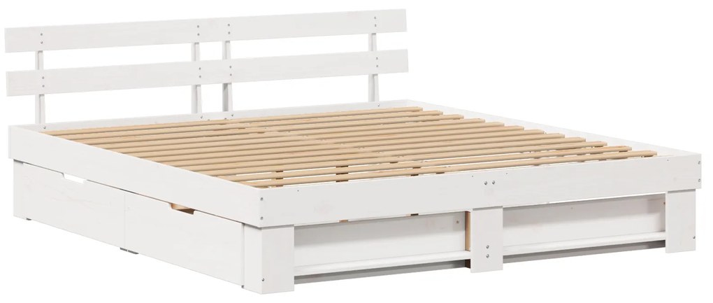 vidaXL Σκελετός Κρεβατιού Λευκό 180 x 200 cm Μασίφ ξύλο πεύκου