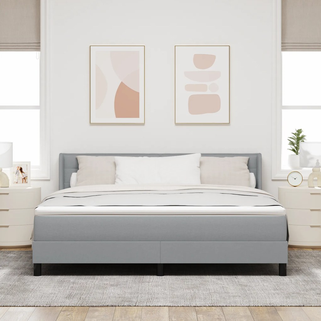 vidaXL Κρεβάτι Box Spring με Στρώμα, Ανοιχτό Γκρι, 180 x 200 εκ, Ύφασμα