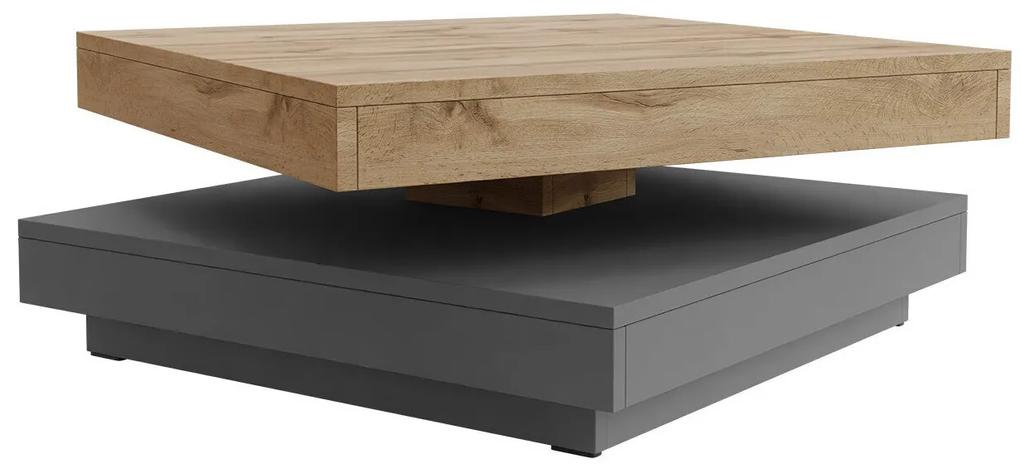 Πολυμορφικό τραπέζι σαλονιού Trenton 125, Γραφίτης, Wotan δρυς, 34x70x70cm, 20 kg, Πλαστικοποιημένη μοριοσανίδα, Γωνιακό | Epipla1.gr