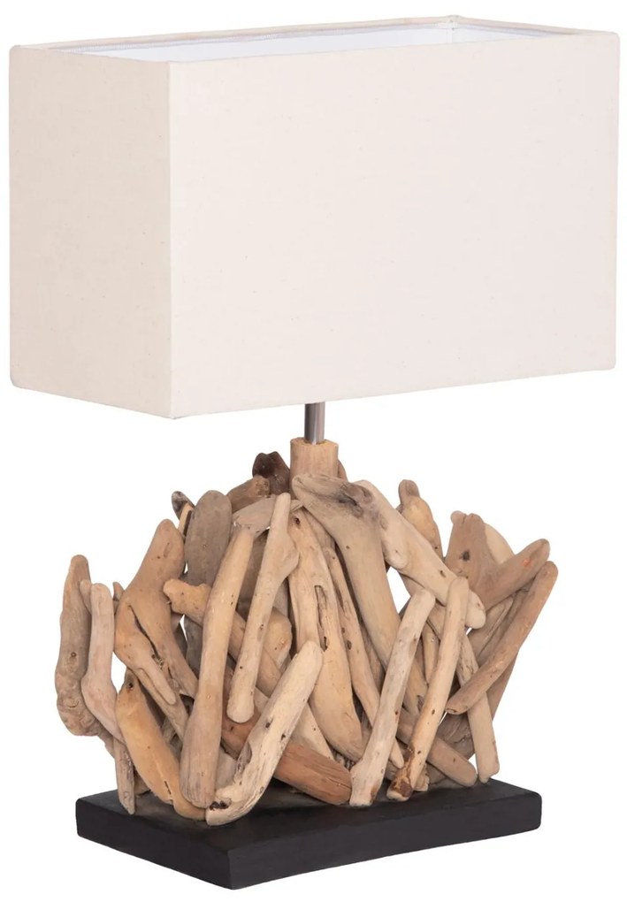 Επιτραπέζιο ορθογώνιο φωτιστικό Twiggy driftwood &amp; λευκό καπέλο 35x14x50Υ εκ.