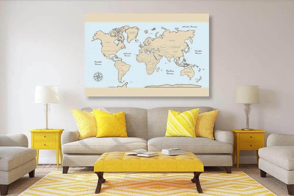 Εικόνα παγκόσμιου χάρτη με μπεζ περίγραμμα