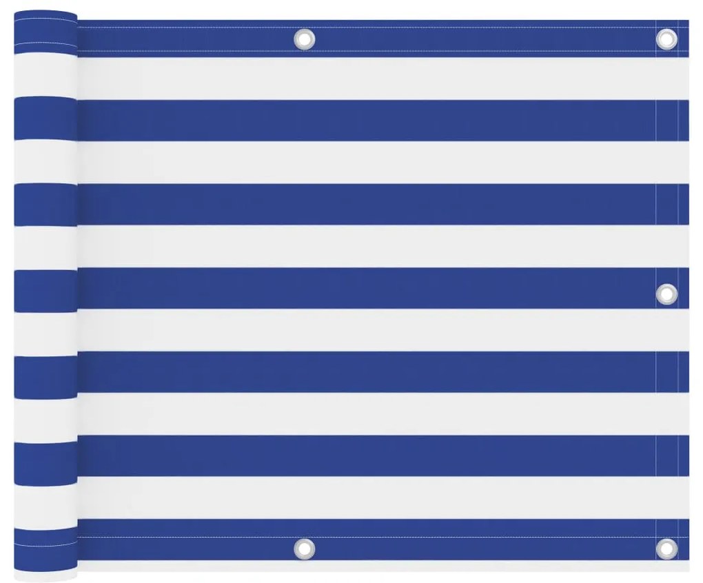 vidaXL Διαχωριστικό Βεράντας Λευκό/Μπλε 75 x 500 εκ. Ύφασμα Oxford