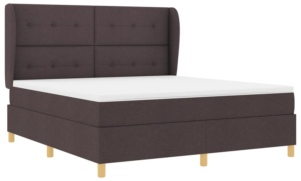 vidaXL Κρεβάτι Box Spring με Στρώμα Σκούρο Καφέ 180x200 εκ Ύφασμα