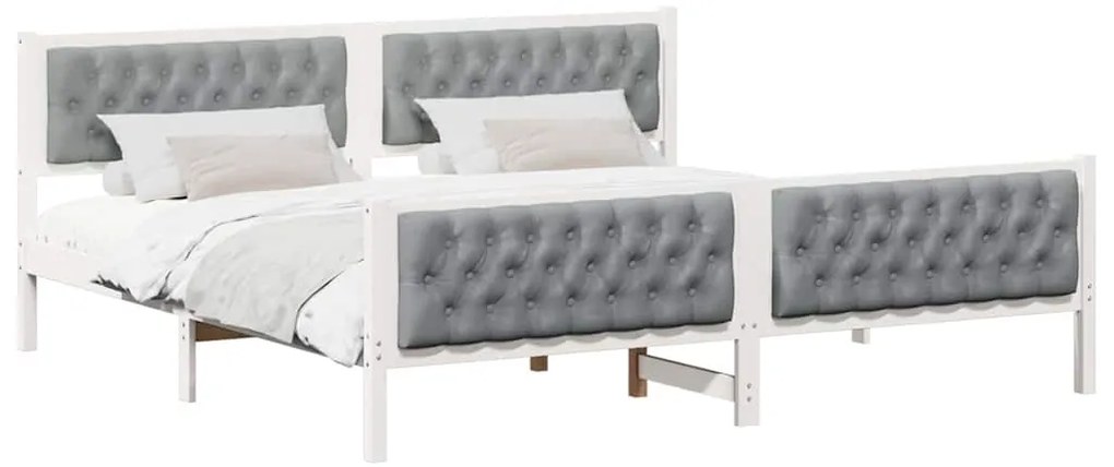 vidaXL Σκελετός Κρεβατιού με κεφαλάρι Ανοιχτό γκρι 200 x 200 cm