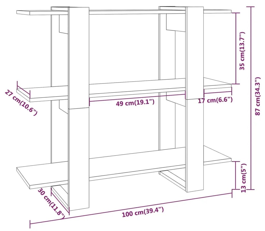 Βιβλιοθήκη/Διαχωριστικό Χώρου Sonoma Δρυς 100 x 30 x 87 εκ. - Καφέ