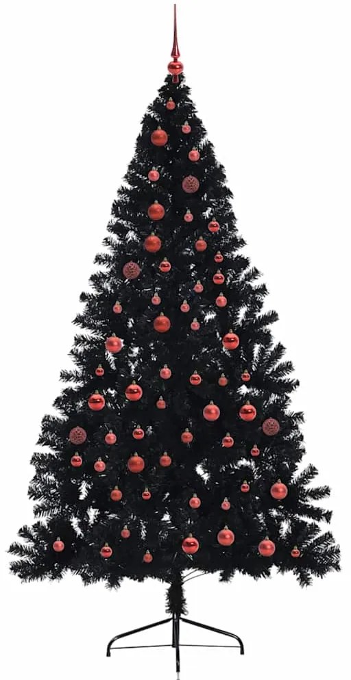 vidaXL Τεχνητό προφωτισμένο Χριστουγεννιάτικο δέντρο Μαύρο 210 cm PVC