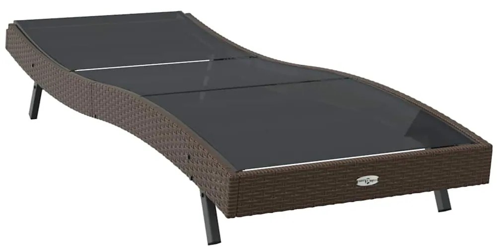 vidaXL Ξαπλώστρα Καφέ 70 x 197 x 82 εκ. Πολυ Ράτταν και Μέταλλο